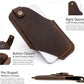 TobbinGear Left-Handed Leather Cell Phone Holster with Belt Clip, Universal Phone Holster for Men Belt Holder, Leather Case for iPhone, Samsung Galaxy Phones, Dark Brown, Medium