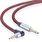 Male to Male Audio Cable 15Ft, 90 Degree TRRS 3.5mm 4 Pole Nylon Braided Stereo Aux Cable for Headphones, PS4, Phone, Tablet, Headset, PC, Laptop and More (15Ft)