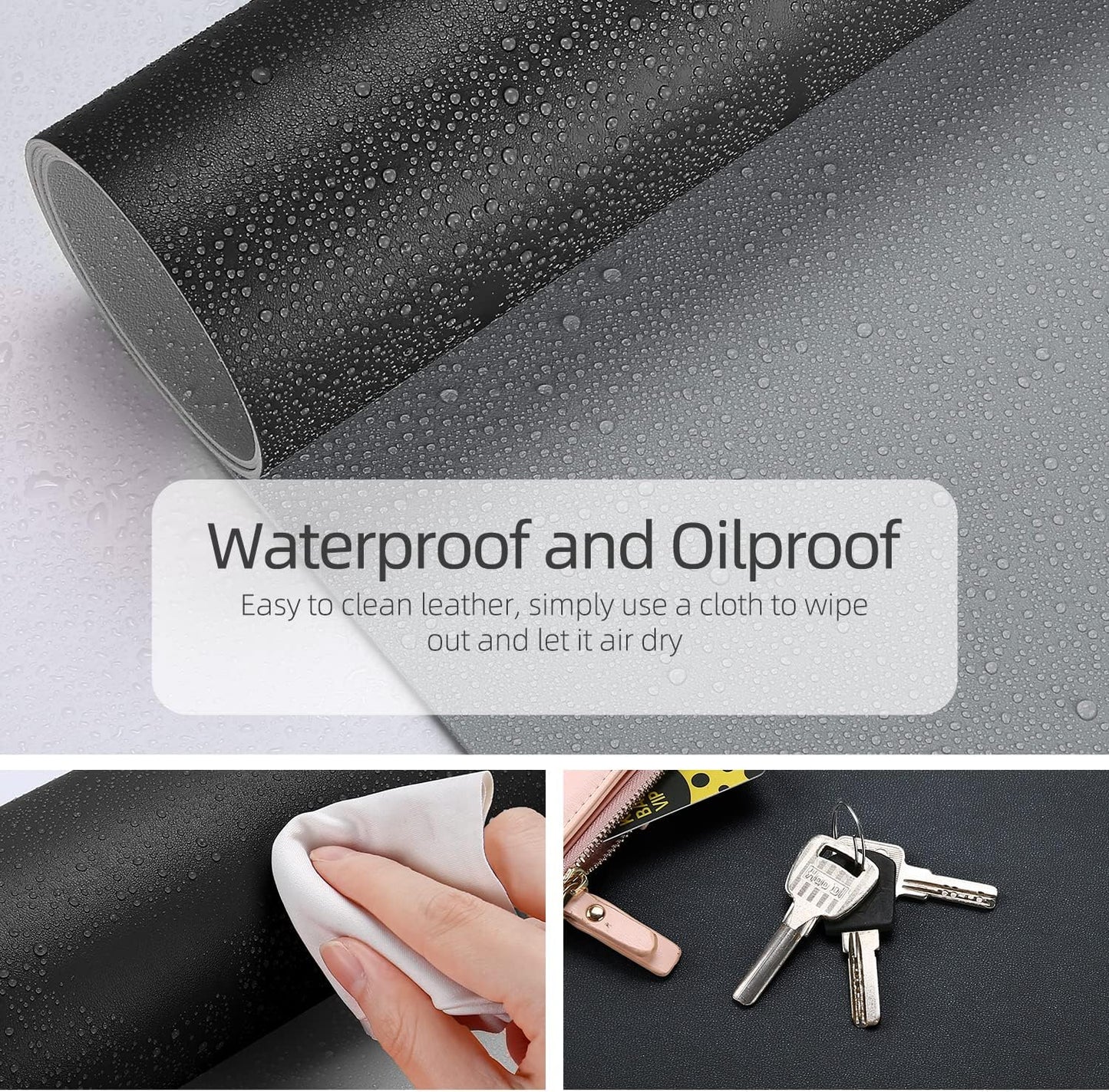 YSAGi Dual-Sided Desk Pad Protector, Waterproof Leather Desk Mat, Large Mouse Pad, Office Desk Pad Writing Pad (23.6" x 13.7", Black+Grey)