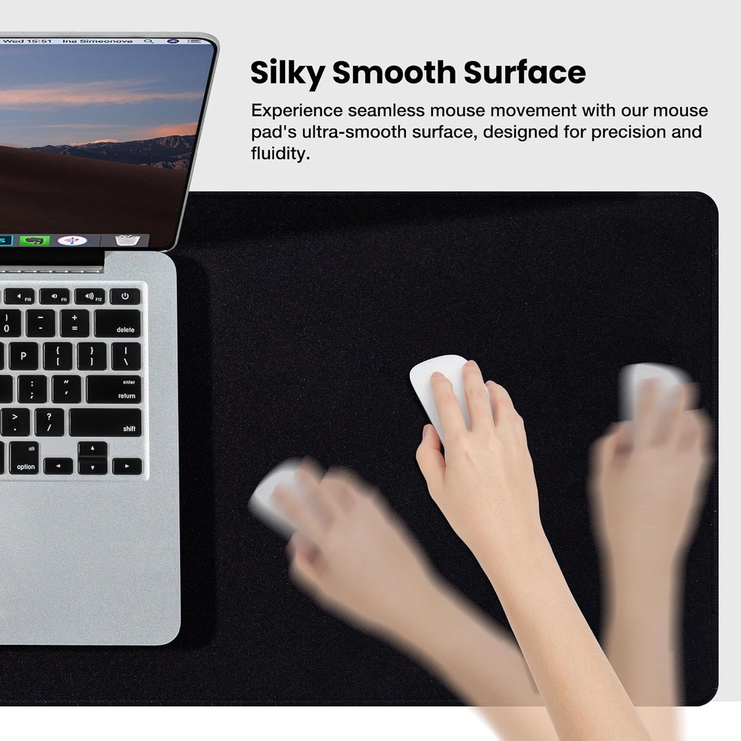 ALOANES Black Waterproof Desk Mat, Large Mouse Pad with Extended Mouse Mat, with Anti Slip Base, Stitched Edge, Grain Jacquard Surface, Perfect for Gamer, Office & Home, 3XL 15.74''x35.43''x0.12''