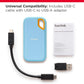 SANDISK 4TB Extreme Portable SSD - Up to 1050MB/s, USB-C, USB 3.2 Gen 2, IP65 Water and dust Resistance, Updated Firmware, Sky Blue - External Solid State Drive - SDSSDE61-4T00-G25B