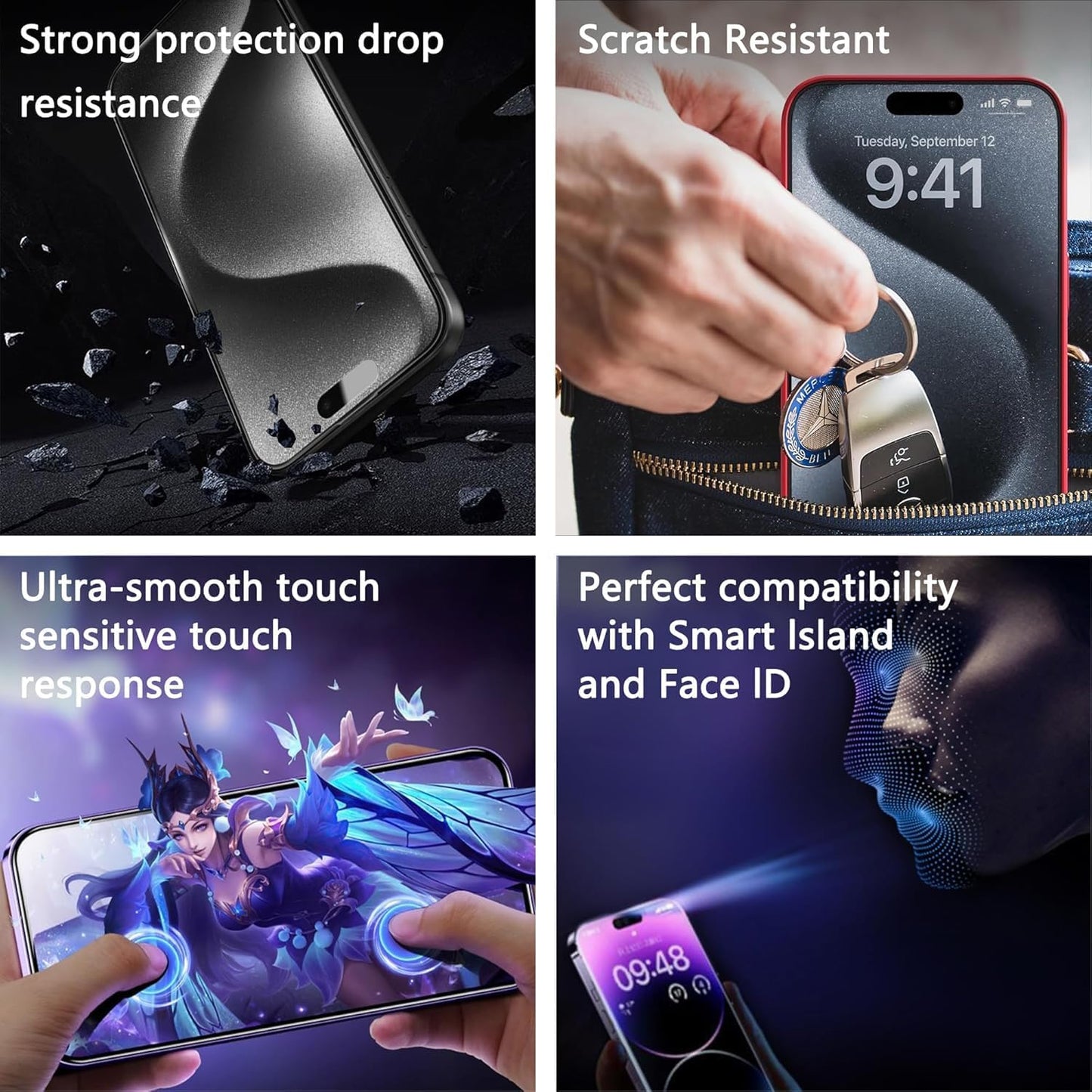 Matte Screen Protector for iPhone 17, iPhone 16 Pro 6.3-Inch, Auto Dust Removal, 9H Tempered Glass, Full Cover, Anti-Fingerprint, Easy Installation, 2 Pack