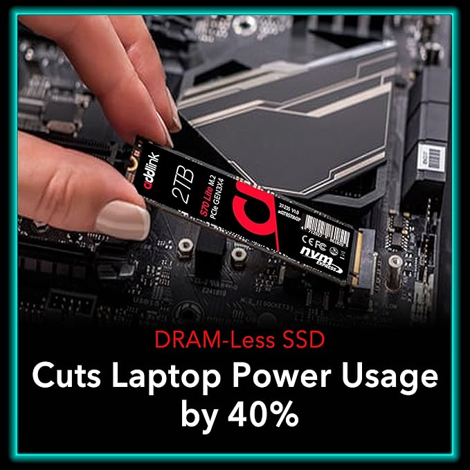 Addlink S70 Lite 2TB Ultra Durability Gaming SSD Maximum Speed 3500 MB/s Internal Solid State Hard Drive - M.2 2280 PCIe 3.0 NVMe Gen3X4 3D NAND SSD (ad2TBS70M2P)