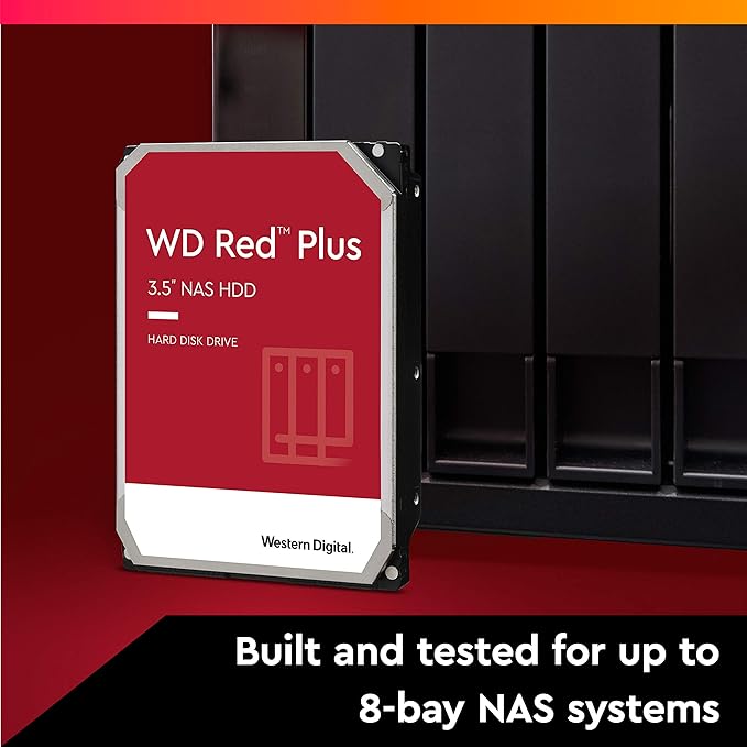 Western Digital 10TB WD Red Plus NAS Internal Hard Drive HDD - 5400 RPM, SATA 6 Gb/s, CMR, 256 MB Cache, 3.5" - WD101EFAX