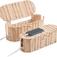 FairyHaus Cable Management Box 2Pack Cream, Handwoven Large and Small Cable Organizer Box Cover to Hide Cords and Power Strip, Imitation Wicker Cord Organizer Box Hider for Office Desk and Floor