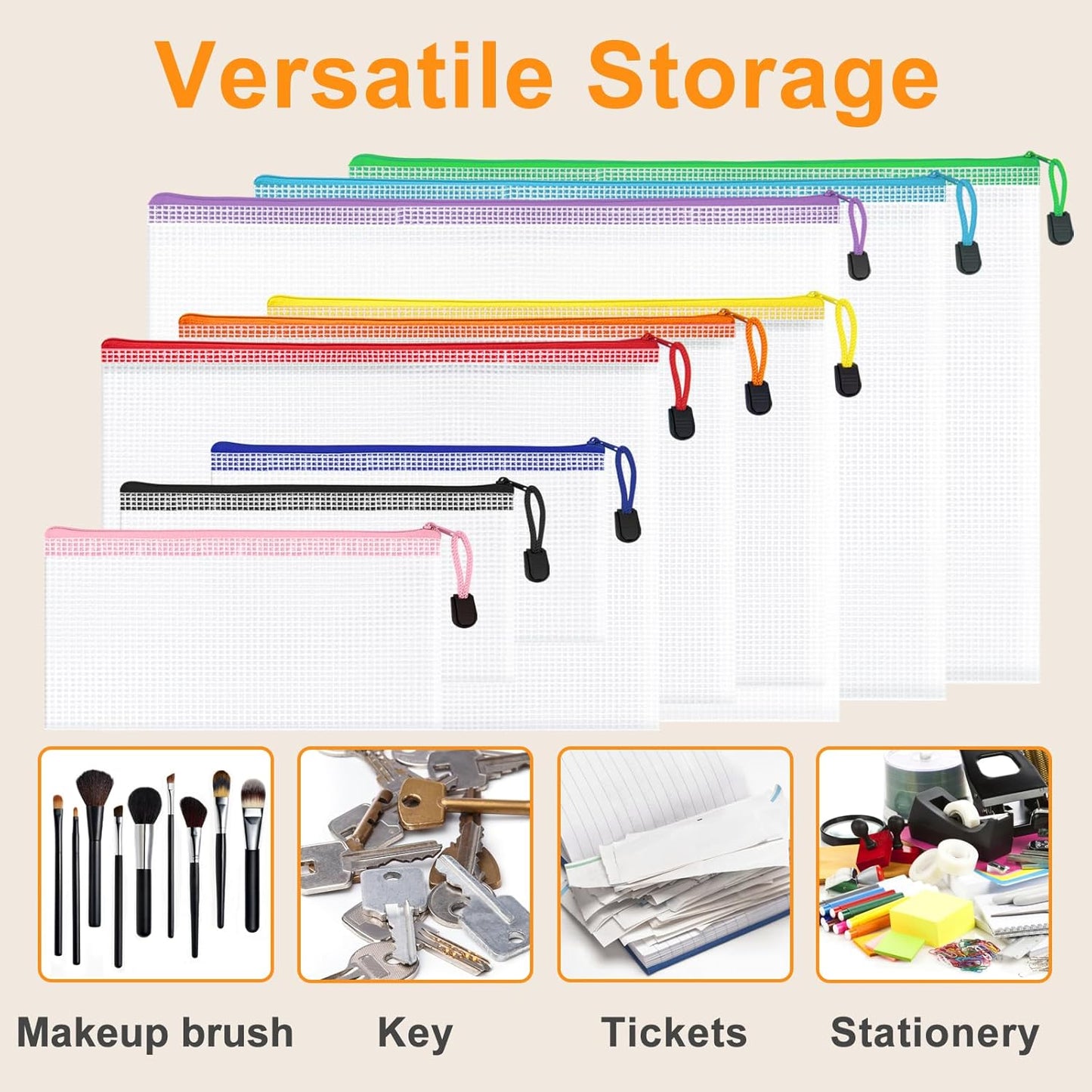 20Pack Mesh Zipper Pouch Bags, Waterproof 9.5x4.5 Inch Pencil Pouches Bulk for Storage, Teacher School, Toys, Puzzle, Office, 10 Colors