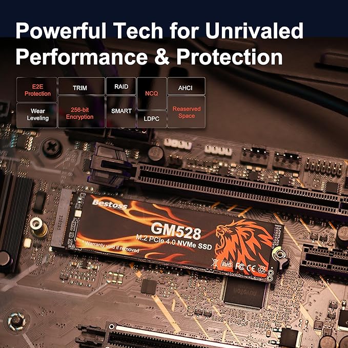 1TB M.2 SSD NVMe PCIe 2280 Internal Solid State Hard Drive, Up to 5000 MB/s, 3D NAND SLC Cache, SSD for Gaming PC Storage, Business Laptop, Home Entertainment, Creative Workflow GM528
