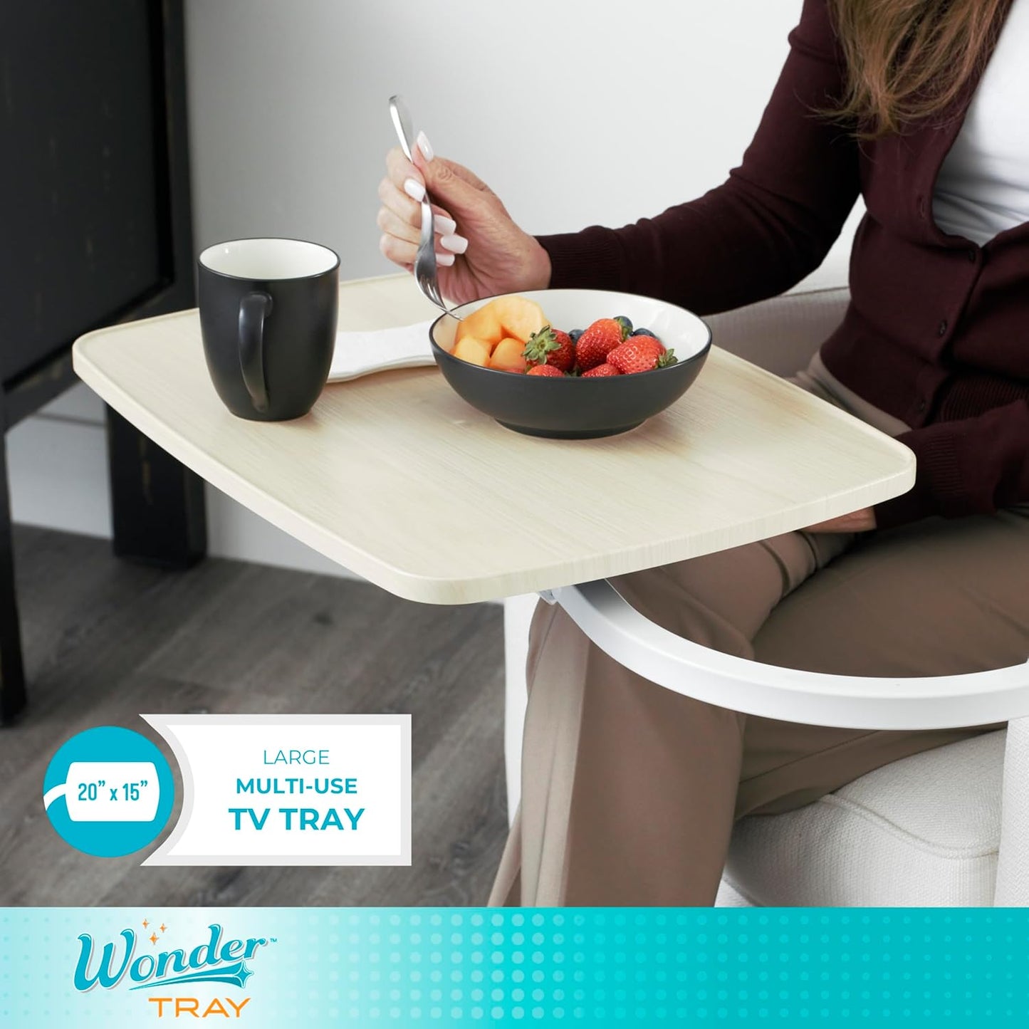 Stander Wonder Tray, Adjustable Swivel Table, Large Laptop Stand, Couch Desk, Side Tables & Gaming Bench, TV-Trays for Eating on Couches, Chairs, Recliners, Maple