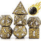PJOY Metal D&D Dice Set for Dungeons and Dragons Dice with Case Meteorite Black Gold Glitters 7PCS 16mm Role Playing Cool DND Gifts for Players DM Board Game Masters