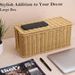 2Pack Large Cable Management Box, Handwoven Imitation Rattan Cord Organizer Cord Hider Box, Cable Organizer Box for Desk, Cord Management Box to Hide Cords and Power Strips