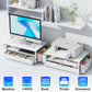 gianotter Desk Organizers and Accessories, Monitor Stand with Drawer and 2 Pen Holder, Desktop Organizer Suitable for Offices and Dormitories (White)