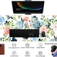 Gaming Green Desk Mat Desk Mouse Pads Purple Blue Pink Floral Mouse Pad Large, XL Big Computer Keyboard Mouse Mat Desk Pad Mat with Stitched Edge for Women Home Office Decor Deskmat 31.5x11.8 in