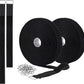 2 Rolls 32.2ft 1 Inch Wide Cable Ties, Jumpso Adjustable Fastening Zip Ties Hook and Loop Straps with 40 Metal Buckles, Reusable Nylon Cinch Straps for Organizer, Black