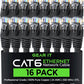 GEARit Cat 6 Ethernet Cable (16-Pack 1 Foot) Cat6 Network Patch, 10Gbps, RJ45, Snagless Cord, Gold-Plated Connectors, Internet for PC, TV, Tablet, Router, Printer, Servers, IT Data Center - Black