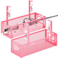 Under Desk Cable Management Tray, 15.7'' No Drill Steel Desk Cable Organizers, Wire Management Tray Cable Management Rack (2 Pack-Pink)