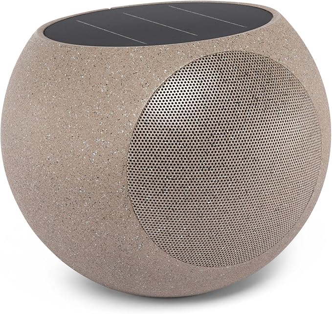 Victrola Zen – Wireless Outdoor Bluetooth Solar Speaker – IP65 Weather Resistant, Solar Charging, Multi-Speaker Connection Using Auracast (Each, Stone)