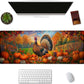 Autumn Turkey Gaming Mouse Pad, Pumpkin and Fall Leaf Mousepads for Gaming Home Office Work, Extended Mats Computer Keyboard Laptop, 31.5×11.8 Inch Large Desk Mat with Non-Slip Rubber Base