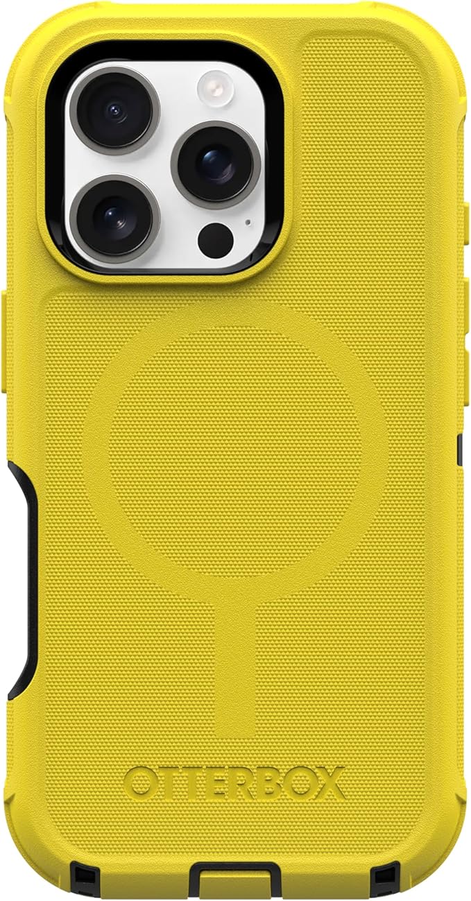OtterBox iPhone 16 Pro (Only) Defender Series MagSafe Case - Night Reverse (Yellow & Black) - Built-in Magnets - Screenless - Rugged & Durable - with Port Protection