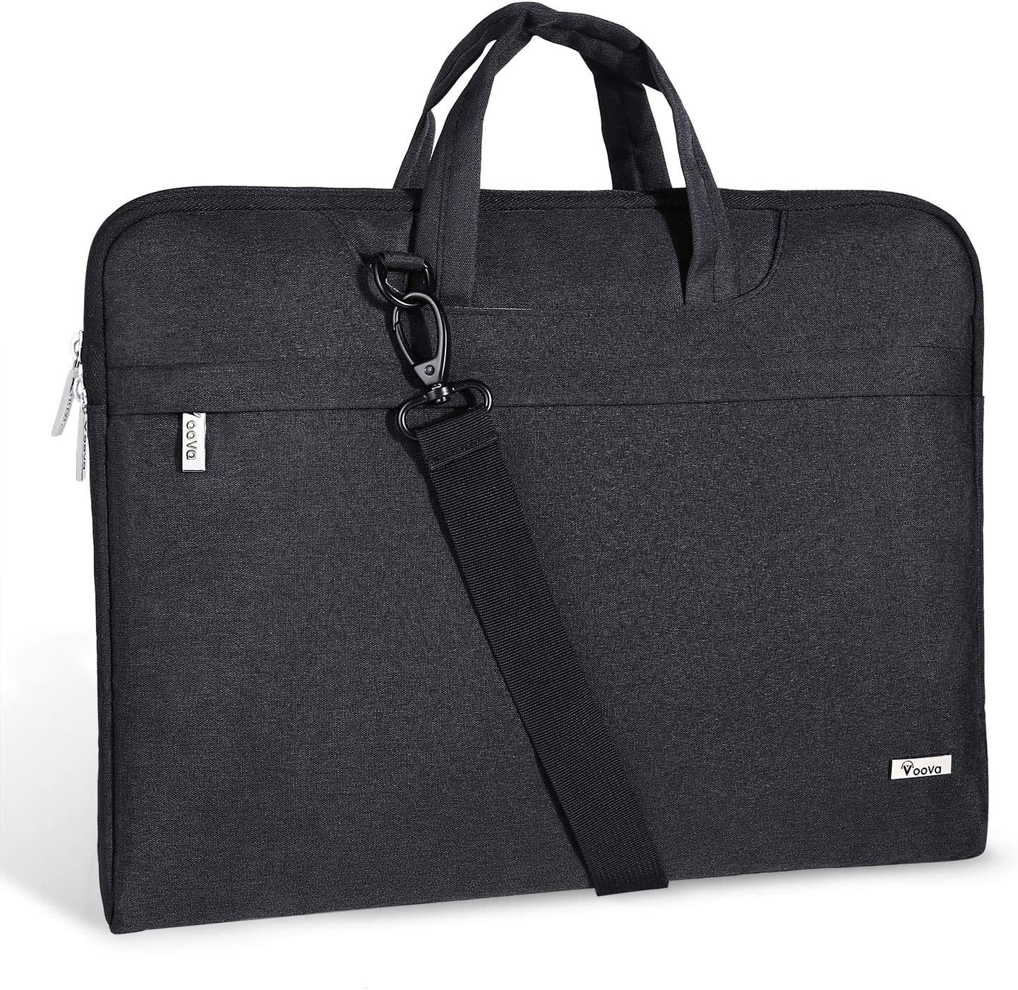 Voova Laptop Bag 15.6 Inch, Waterproof Computer Sleeve Carrying Case with Shoulder Straps & Handle Compatible with Macbook Air 15 M2/M3/M4, MacBook Pro 15/16, 15-16 Inch Hp Dell Lenovo Asus, Black
