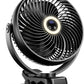xasla 10000mAh Portable Clip On Fan With Light, 8 Inch Rechargeable Battery Operated Fan, 24H Long-last, Quiet Personal Camping Fan Digital Display, 3 Speed, 360° Rotate, for Gym Outdoor Travel
