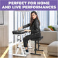 Liquid Stands Portable Heavy Duty Digital Piano Stand & Bench Set - Adjustable Keyboard Music Stand & Seat for 54-88 Key Electric Pianos (White)