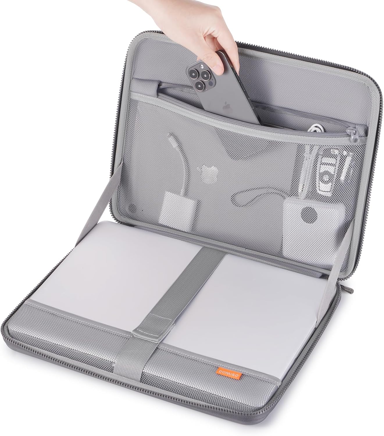 DOMISO 13.3 inch Laptop Sleeve with Handle Shockproof Computer Bag Waterproof EVA Protective Carrying Case for 13-13.3 inch Notebooks/13 MacBook Air/MacBook Pro Retina/Dell XPS 13/HP, Dark Grey