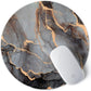 ITNRSIIET Round Mouse Pad with Stitched Edge Premium-Textured Waterproof Non-Slip Rubber Base Desktop Protection Mat Diameter 8.7 inches, Black Grey Marble