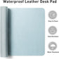 Aothia Leather Desk Pad Protector, Office Desk Mat, Large Mouse Pad, Non-Slip PU Leather Desk Blotter, Laptop Desk Pad, Waterproof Desk Writing Pad for Office and Home (48"x17", Baby Blue)