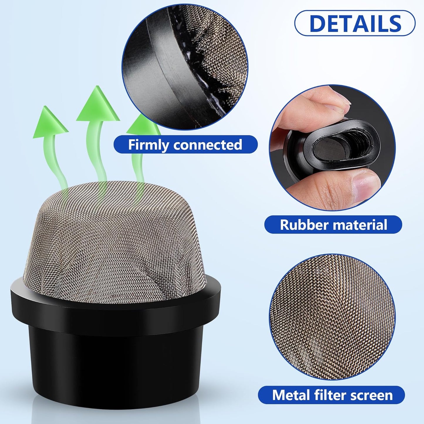 DECOHS 2 Pcs 190106Z Air Bleeder Screen Cap- Stainless Steel Screen Filter Cap Replacement Parts- Air Valve Strainer Cap for Most Pools Filters
