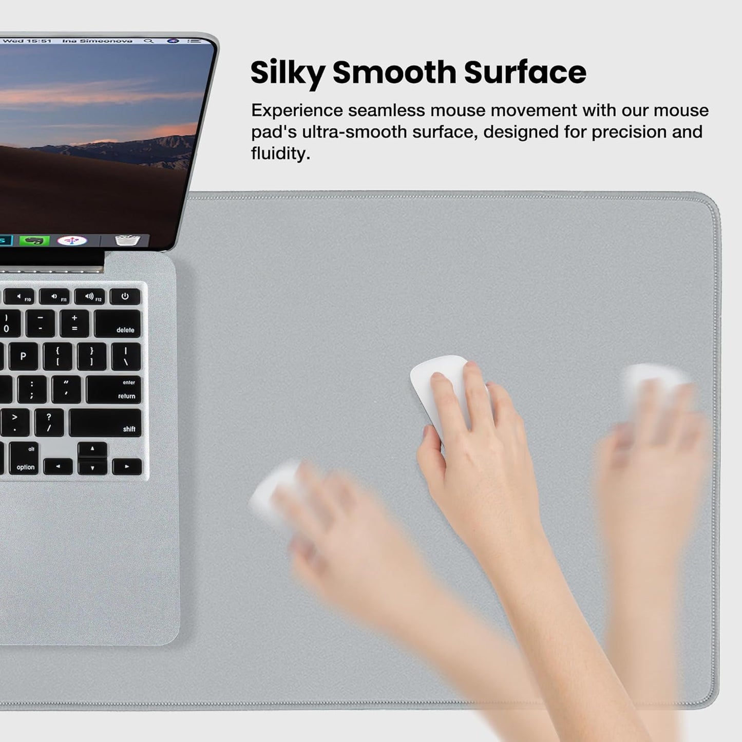 ALOANES Waterproof Mouse Pad with Durable Stitched Edge, Large Gaming Keyboard Pad, Non-Slip Rubber Base Mouse Mat, Extended Desk pad for Gamer, Office & Home, Gray Mousepad 31.5''x 15.7''x 0.12''