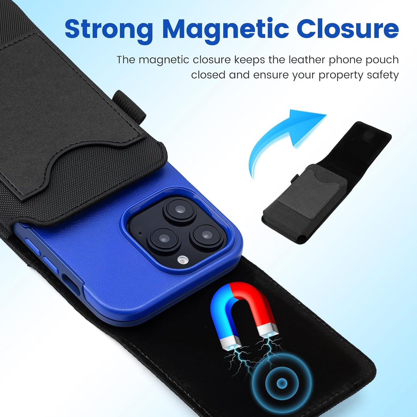 Mopaclle Rugged Nylon Cell Phone Holster with Belt Clip and Loop, Compatible with iPhone 17 Pro, iPhone 16 Pro, 16, 15 Pro, Galaxy S25, S24, S23 – Fits with Case On, Belt Holder for Men and Seniors