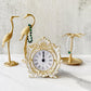 Decorative Mini Table Clock, Vintage Metal Silent Analog Quartz Battery Operated Table Top Clock for Living Room Decor Shelf