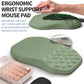 2-in-1 Ergonomic Set, Wave Keyboard Wrist Rest and Massage Slope Mouse Pad Wrist Support, Rebound Memory Foam for Relieve Carpal Tunnel Syndrome and Wrist Pain (Olive Green)