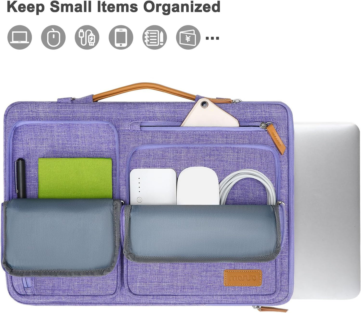 MOSISO 360 Protective Laptop Shoulder Bag,13-13.3 inch Computer Bag Compatible with MacBook, HP, Dell, Lenovo, Asus Notebook,Side Open Messenger Bag with 4 Zipper Pockets&Handle, Purple