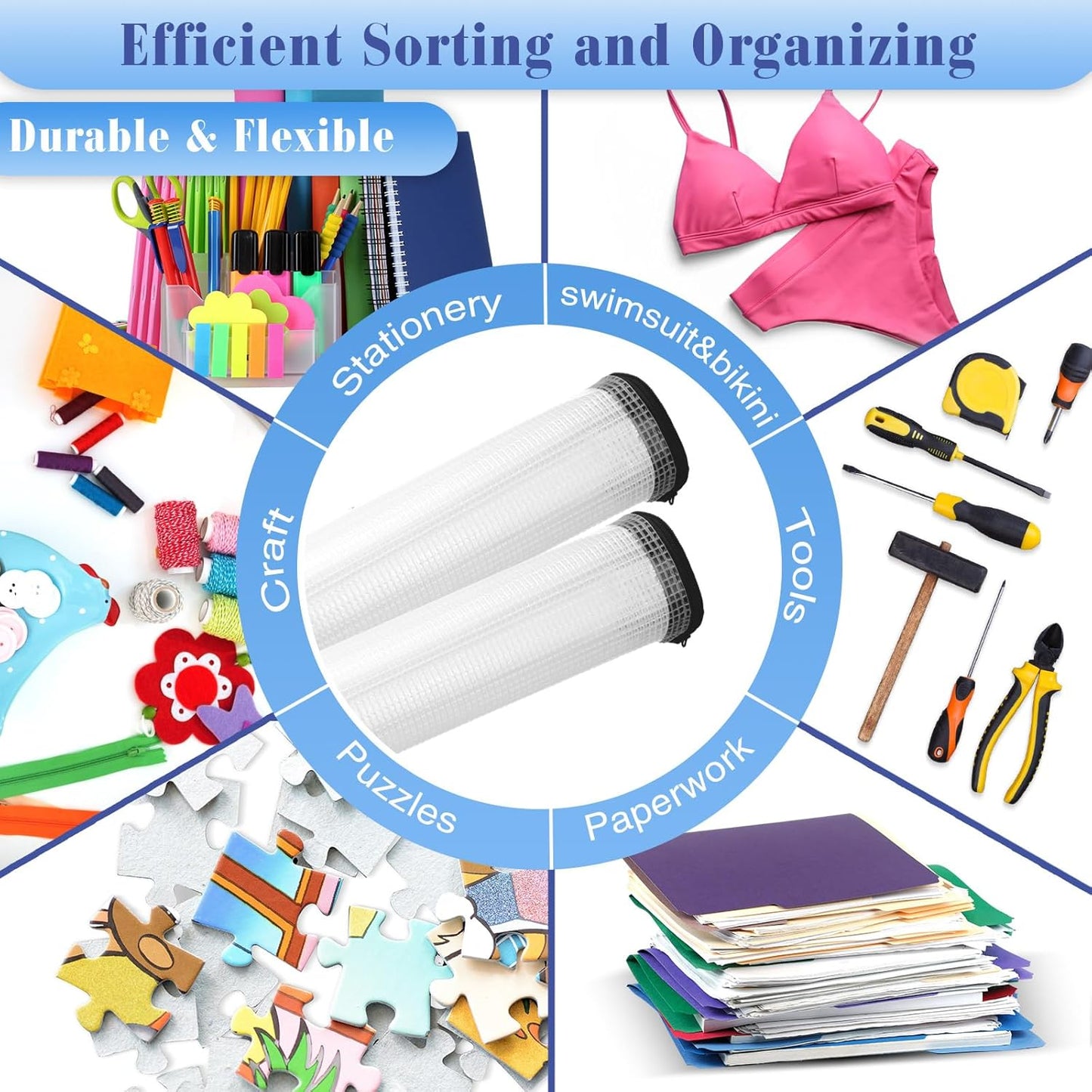 Jetec 32 Pcs Mesh Zipper Bags Toy Storage Bikini Organizer Bag Bolsas Para Guardar Trajes De Baño Waterproof Zipper Reusable Pouch Puzzle Multipurpose for Storage Office(Black,7.5 x 5 Inch)