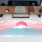 Aesthetic Japanese Cherry Blossom Desk Mat Cute Pastel Blue Color XL Sakura Gaming Mouse Pad Anime Mousepad for Women Desk Office Girl Gamer Cherry Blossoms Mouse Pads Fun Desktop Mat 31.5x11.8 in