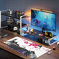 Chinese Ink Painting Desk Mat,Large Abstract Landscape Painting Gaming Keyboard Mouse Pad,Non-Slip Rubber Base Desk Pad Thick Stitched Edges Waterproof Mousepad Mouse Mat 31.5"x11.8"