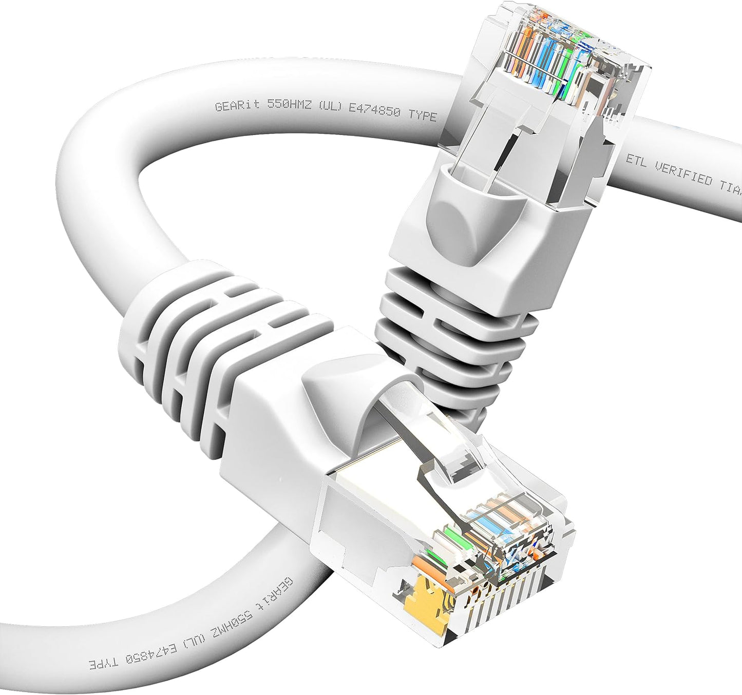 GEARit Cat 6 Ethernet Cable (1-Pack 20 Feet) Cat6 Network Patch, 10Gbps, RJ45, Snagless Cord, Gold-Plated Connectors, Internet for PC, TV, Tablet, Router, Printer, Servers, IT Data Center - White