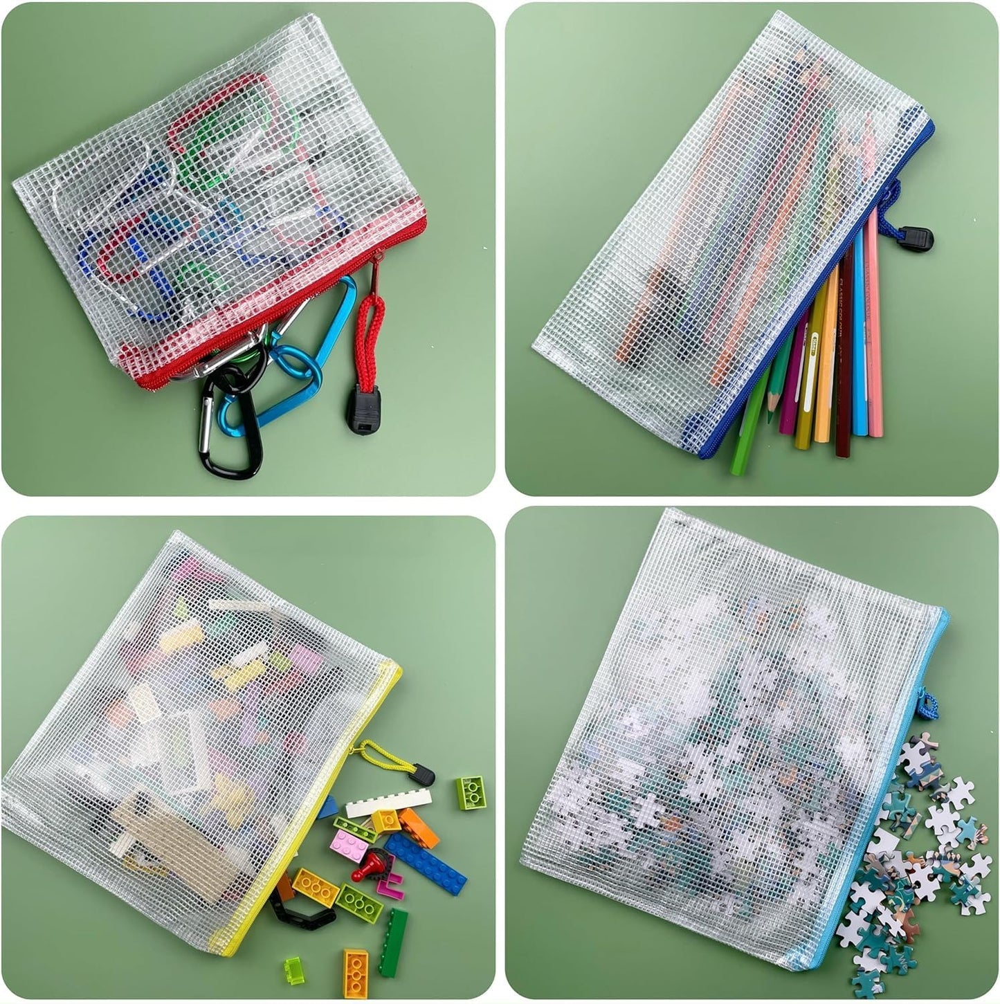 OAIMYY-20 Pcs 7"x 11" Mesh Zipper Pouch Bags, Zipper Bags for Organizing Storage,Zipper Pouches, Letter Size, File Bags for School,Puzzle, Board Games and Office Supplies (Color)