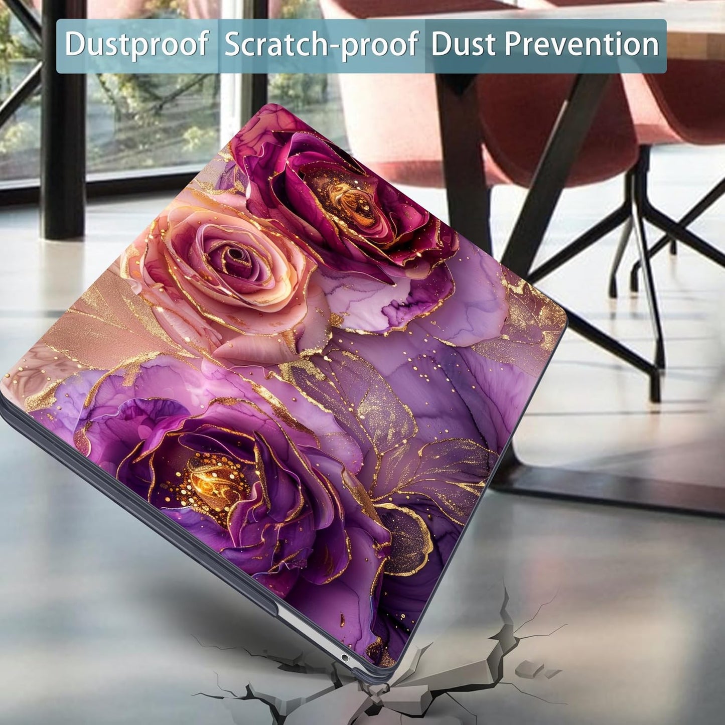 Mektron for MacBook Pro 13-inch Case 2022 2021 2020 Release A2338 M2 M1 A2289 A2251, Printed Plastic Hard Shell Cover for New MacBook Pro 13.3-inch Touch Bar Fits Touch ID，Marble Flowers