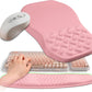 2-in-1 Ergonomic Set, Wave Keyboard Wrist Rest and Massage Slope Mouse Pad Wrist Support, Rebound Memory Foam for Relieve Carpal Tunnel Syndrome and Wrist Pain (Pink)