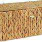 efluky Hand-Woven Cable Management Box with Lid, Water Hyacinth Cord Organizer Box to USB Wire, Power Strip & Charger, 2 Open Slots Cable Box for TV Table, Office Desk & Floor, Natural