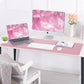 Leather Desk pad Protector, Large Desk mat with Natural Cork & PU Leather,Mouse pad,Non-Slip Office Desk Mat,Waterproof Desk Writing Pad for Office and Home (47in*17in,Rose Pink)
