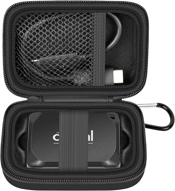 ANKHOH Carrying Case for Crucial X10/ X9 Pro 8TB/ 6TB/ 4TB Portable SSD, 2TB/ 1TB External Solid State Drive Hard Storage Holder Bag with Mesh Pocket Fits for USB-C Cable (Box Only)