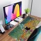 Desk Pad Cute Black Cat Oil Painting Art Floret Desk Mat Office Desk Decor Large Mouse Pad Gaming, XL Mousepad Women Office Desk Decor Laptop Keyboard Mouse Pads with Stitched Edges Mat 31.5x15.7 in