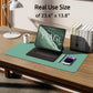 YSAGi Leather Desk Protector, Office Mat, Large Mouse Mat, Non-Slip PU Leather Blotter, Laptop Desk Pad, Waterproof Writing Pad for Office and Home (Green-Blue, 23.6" x 13.8")