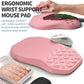 2-in-1 Ergonomic Set, Wave Keyboard Wrist Rest and Massage Slope Mouse Pad Wrist Support, Rebound Memory Foam for Relieve Carpal Tunnel Syndrome and Wrist Pain (Pink)