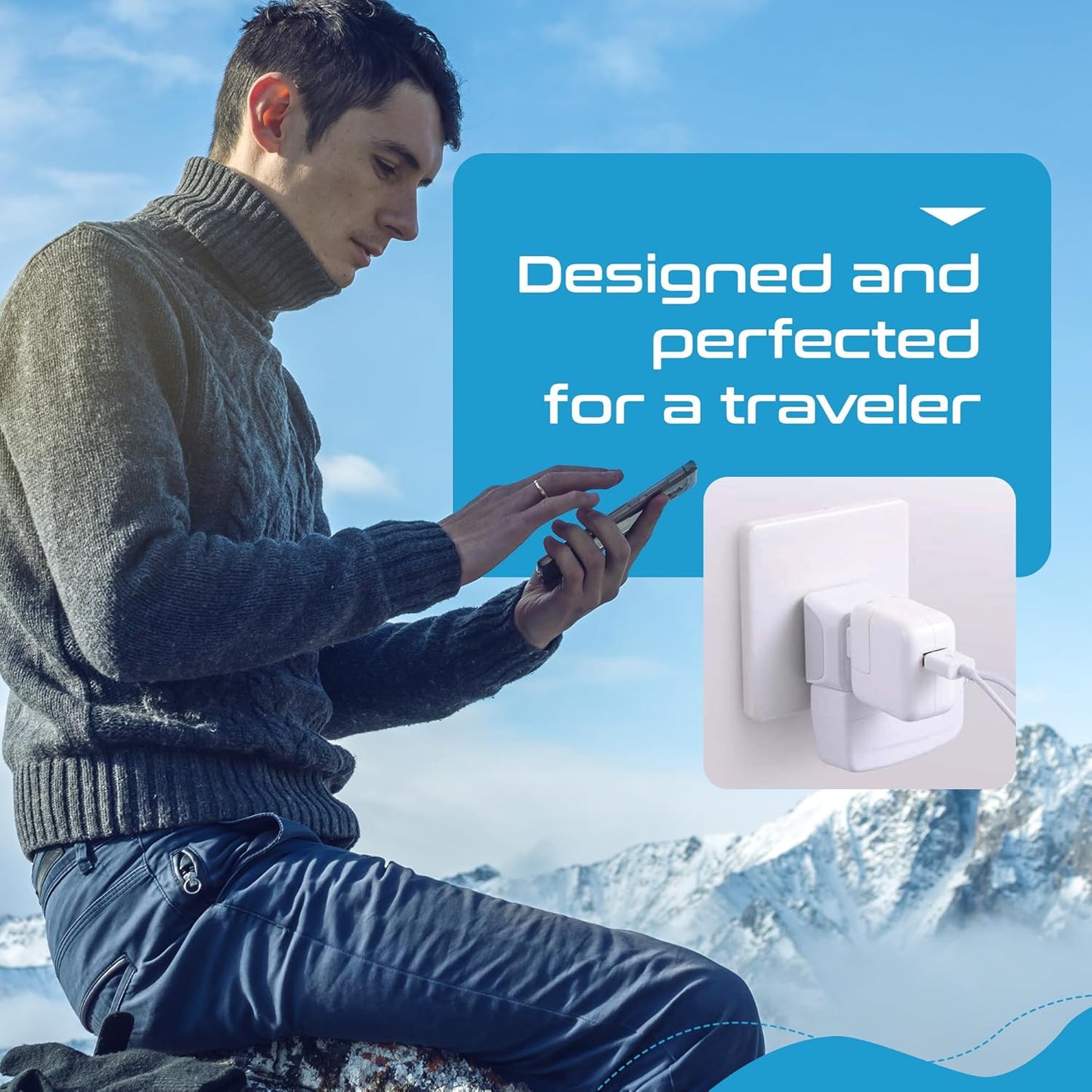 Ceptics Switzerland Travel Adapter Plug with Dual USA Input - Power - Type J (3 Pack) - Ultra Compact - Safe Grounded Perfect for Cell Phones, Laptops, Camera Chargers and More (CT-11A)