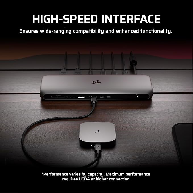 Corsair EX400U 2TB USB4 Portable External Type-C SSD – Up to 4,000MB/s Read, 3,600MB/s Write, USB 3.2 Gen2 2x2, Plug and Play, Thunderbolt 4, MagSafe, Includes 40Gbps Cable, Windows PC, iOS Mac – Gray