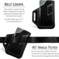 TobbinGear Leather Belt Phone Pouch, Left Handed Leather Cell Phone Holster, Universal Phone Case with Belt Loops, for Men and Women Black Large